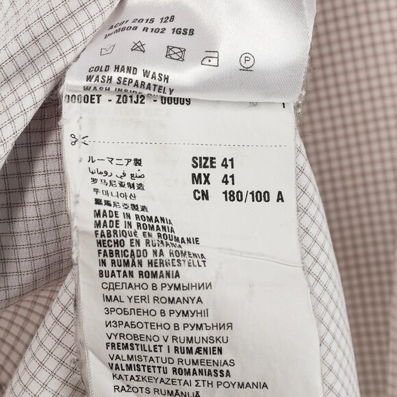 Prada 2015 Small Check White & Taupe Cotton Button-Up Oxford - Picture 10 of 14